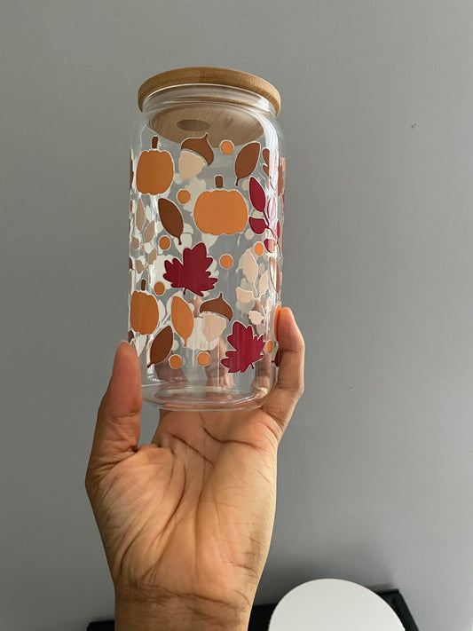 Fall vibes glass cup