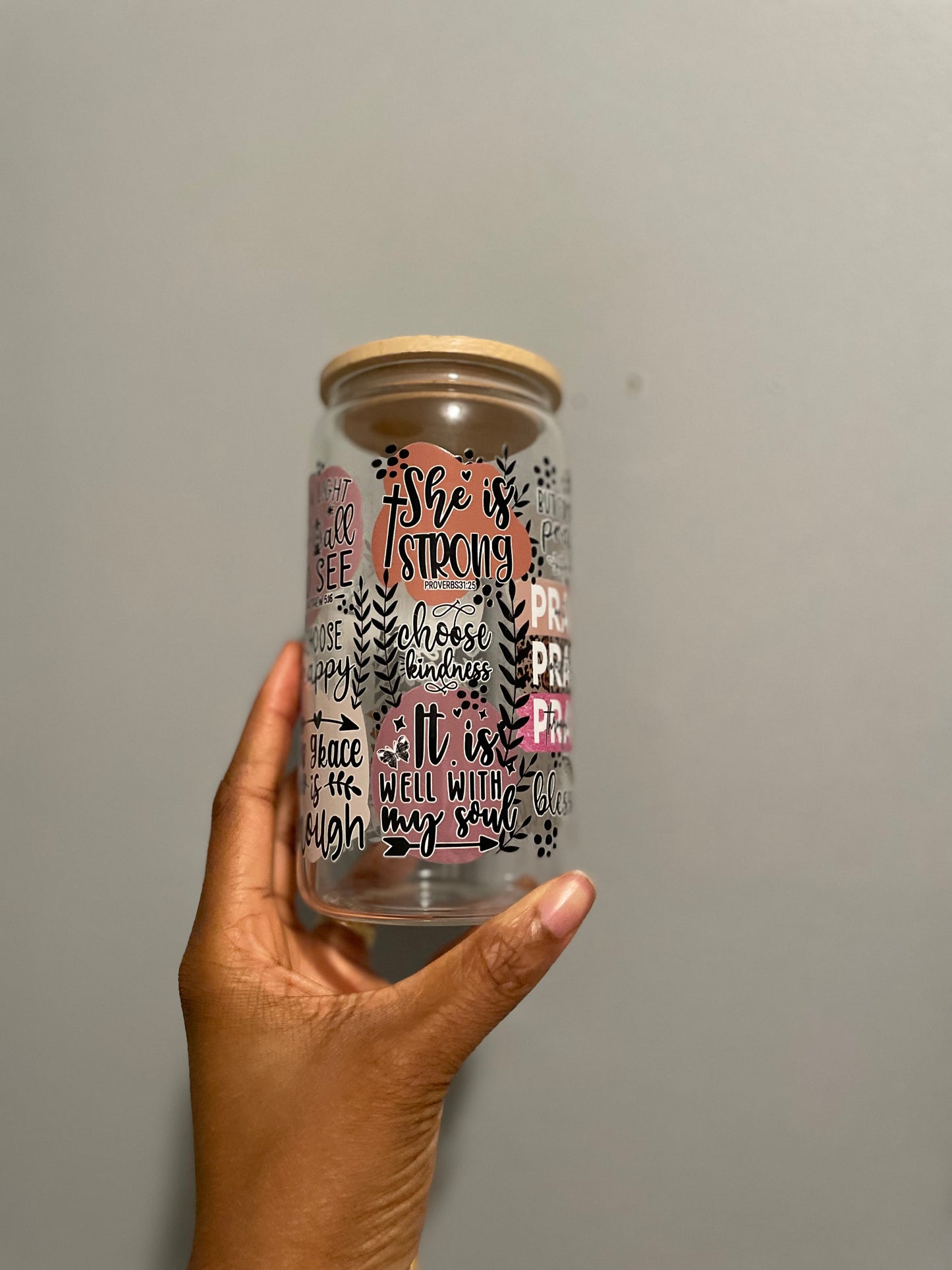 Faith-based Affirmations glass cup