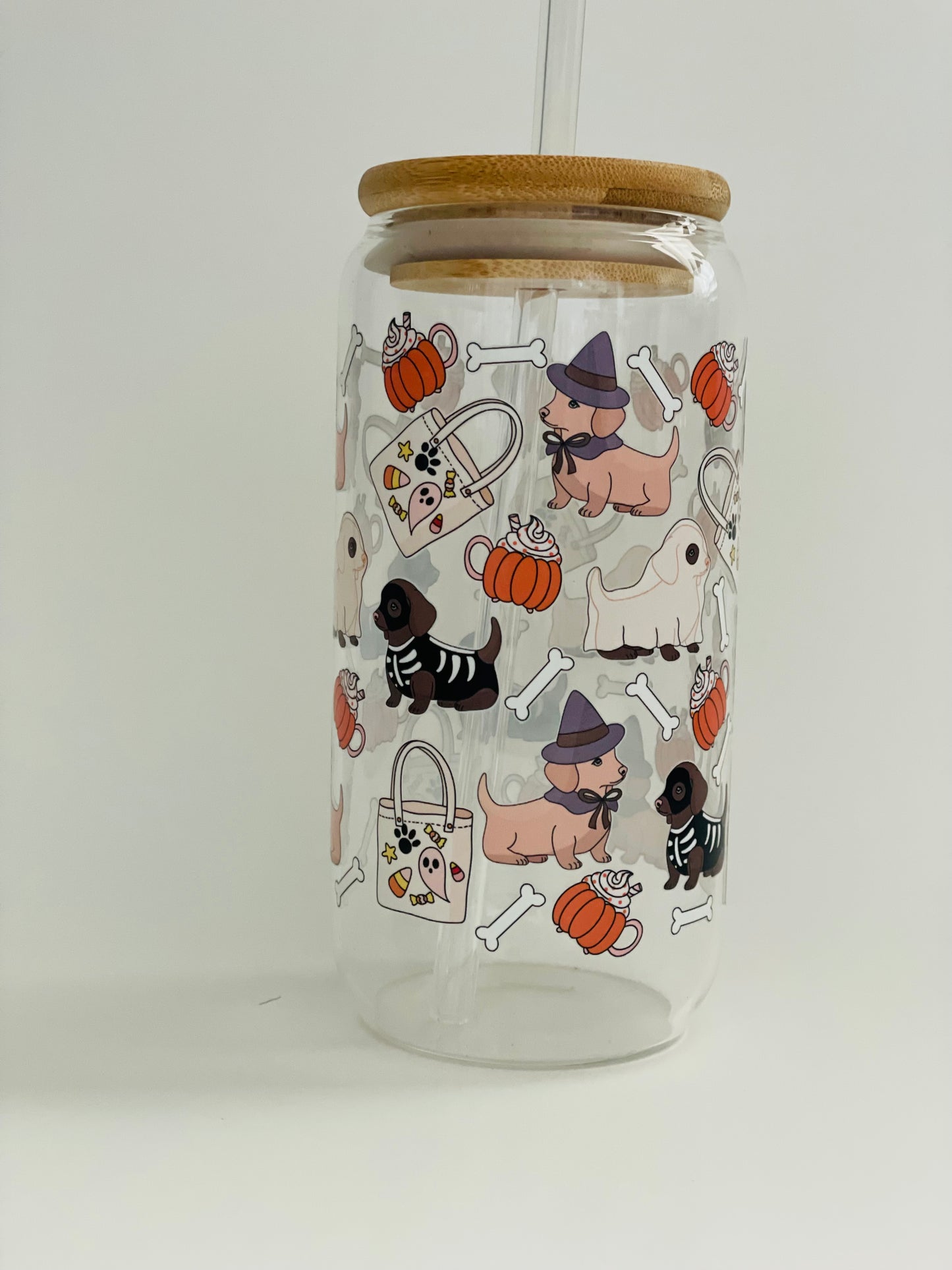 Pup-Halloween glass can