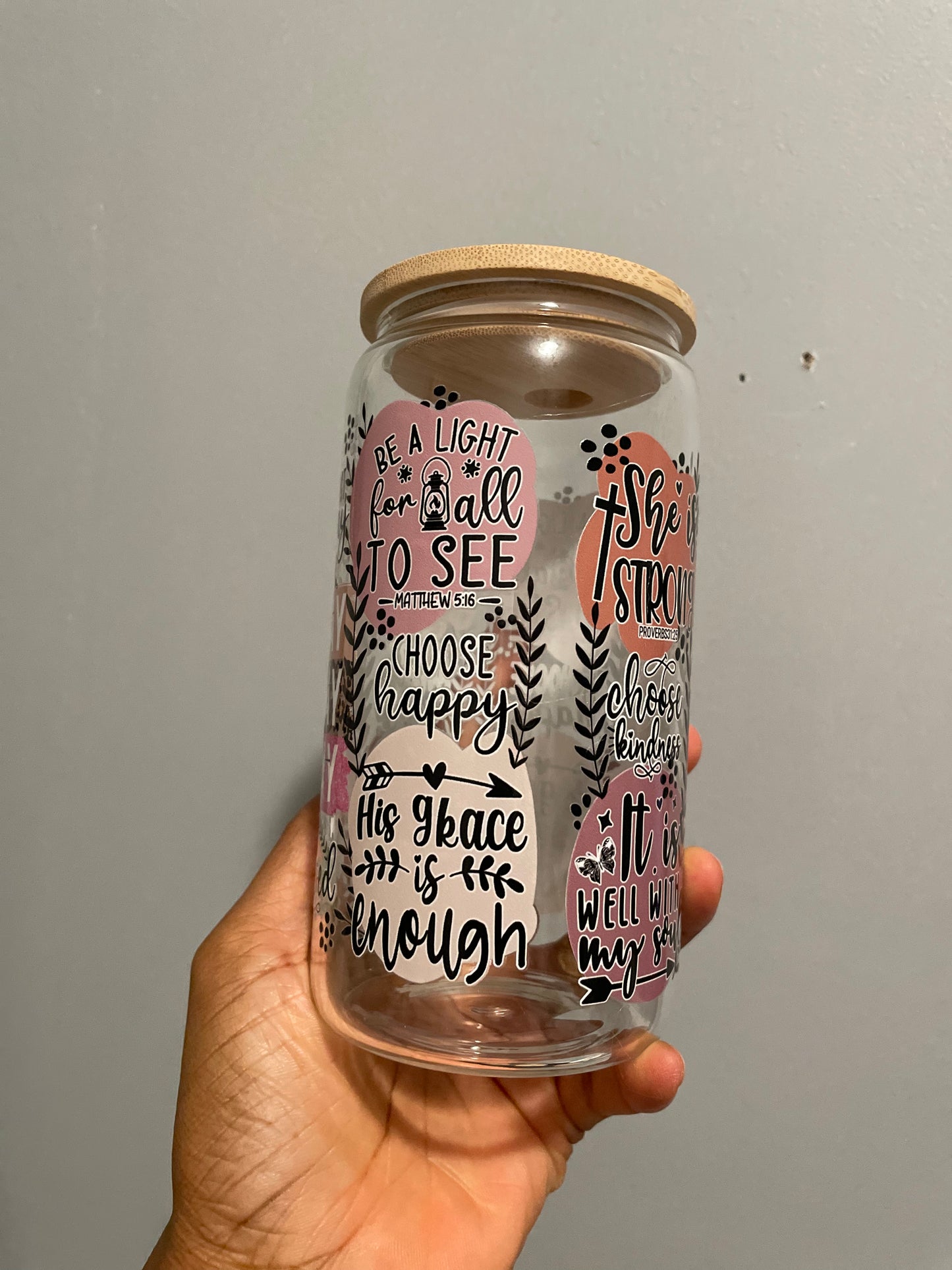 Faith-based Affirmations glass cup