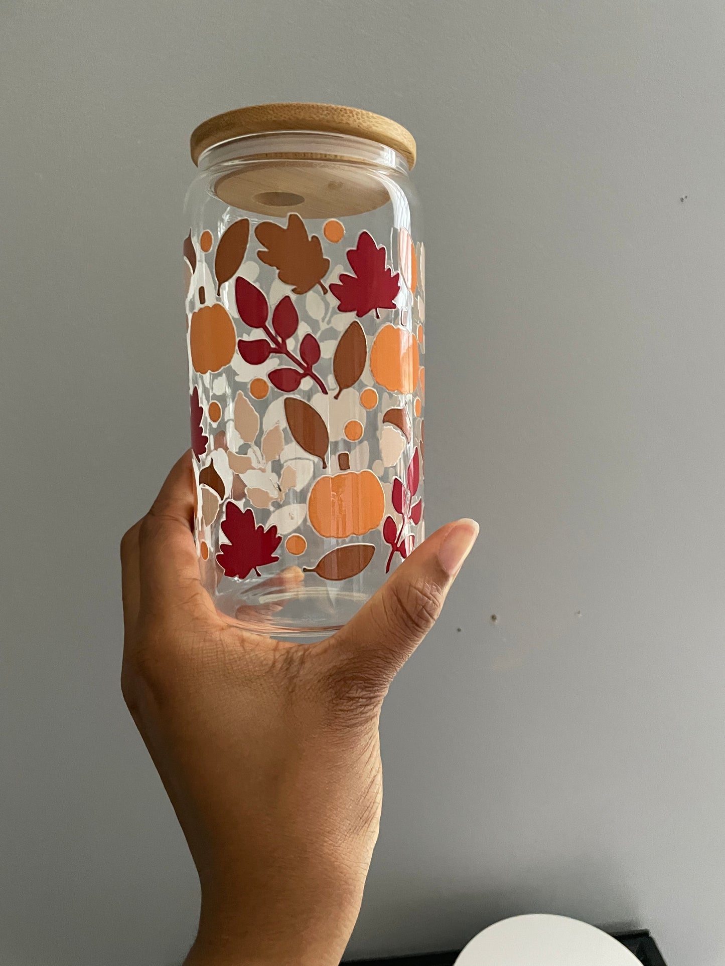 Fall vibes glass cup