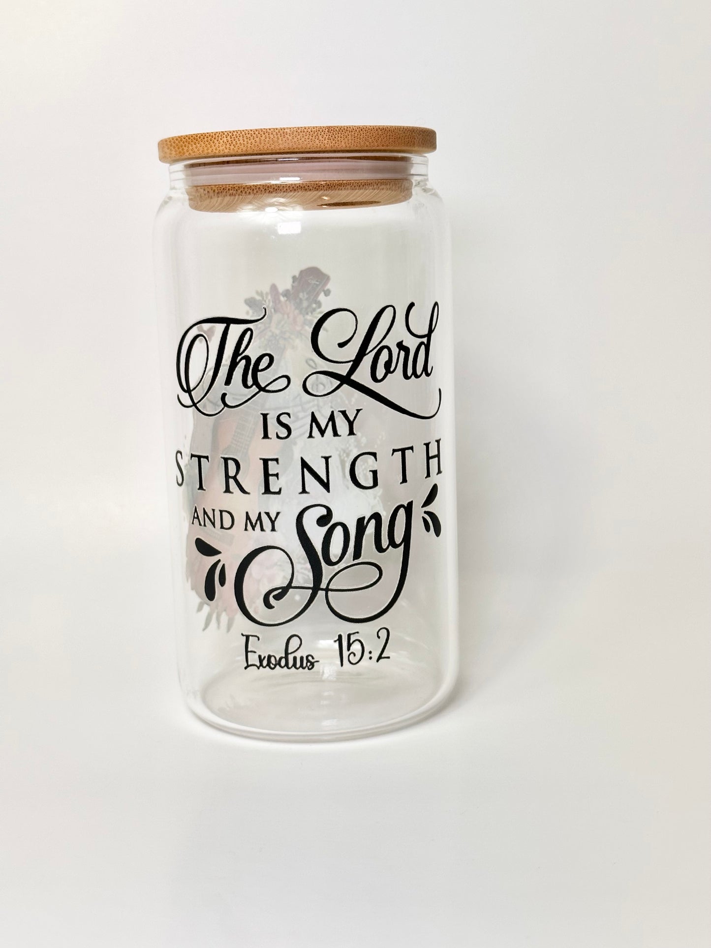 Christian songs 16 oz glass cup with glass straw