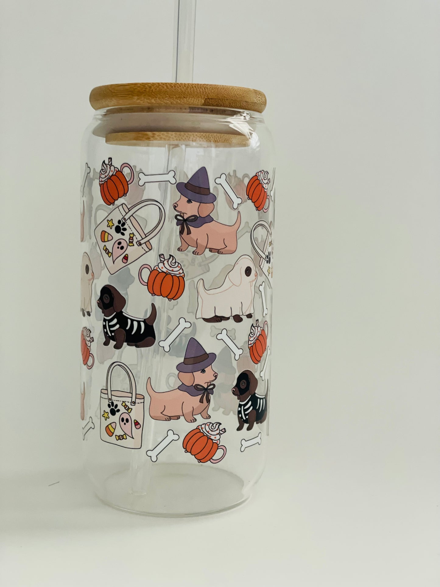 Pup-Halloween glass can