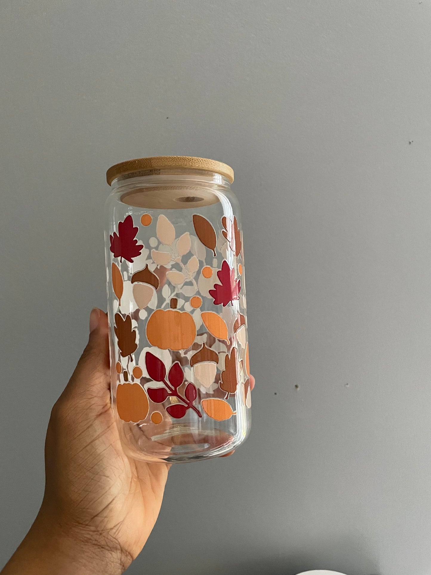 Fall vibes glass cup