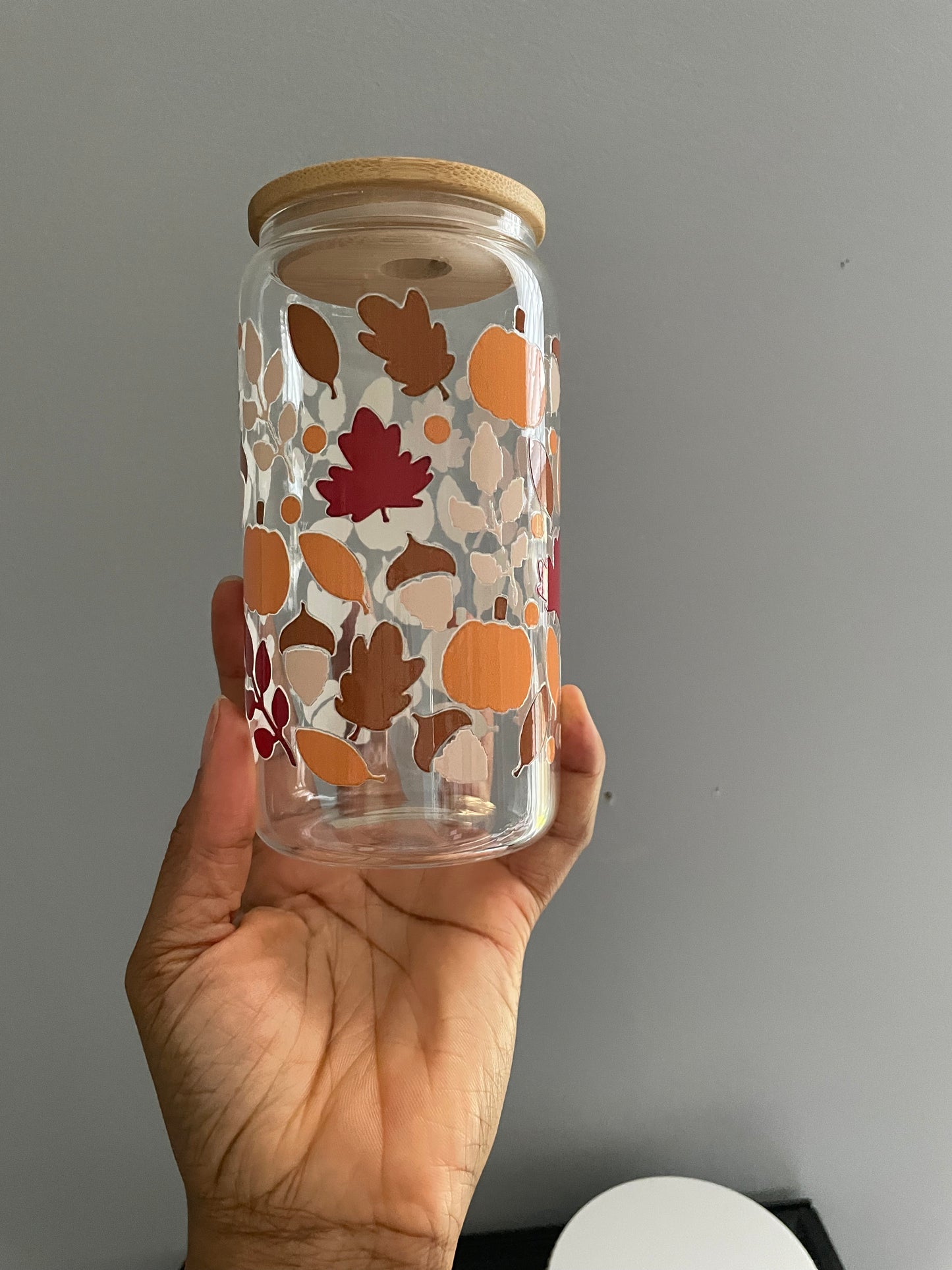 Fall vibes glass cup