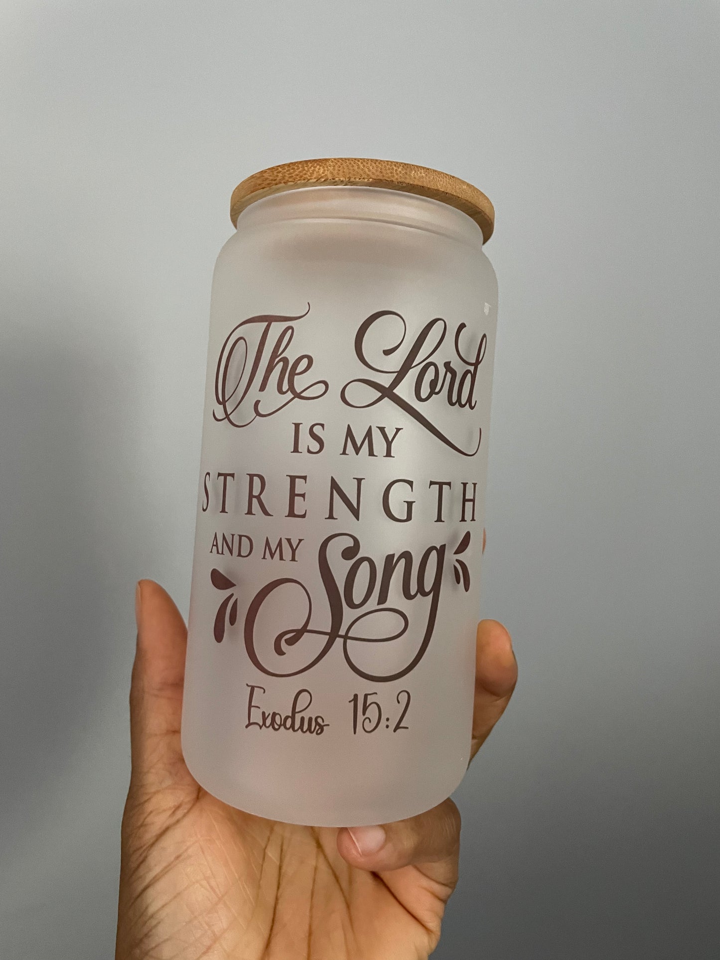 Christian songs 16 oz glass cup with glass straw