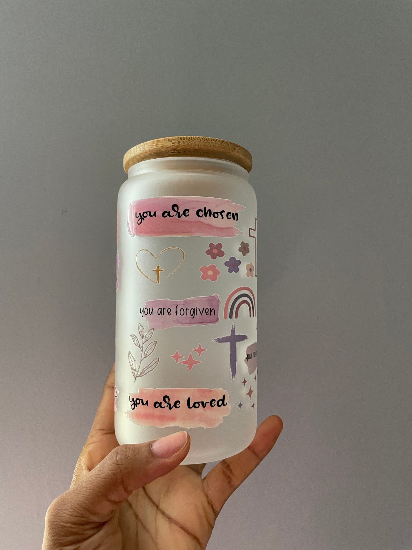 Reminders of who you are in Christ Glass cup