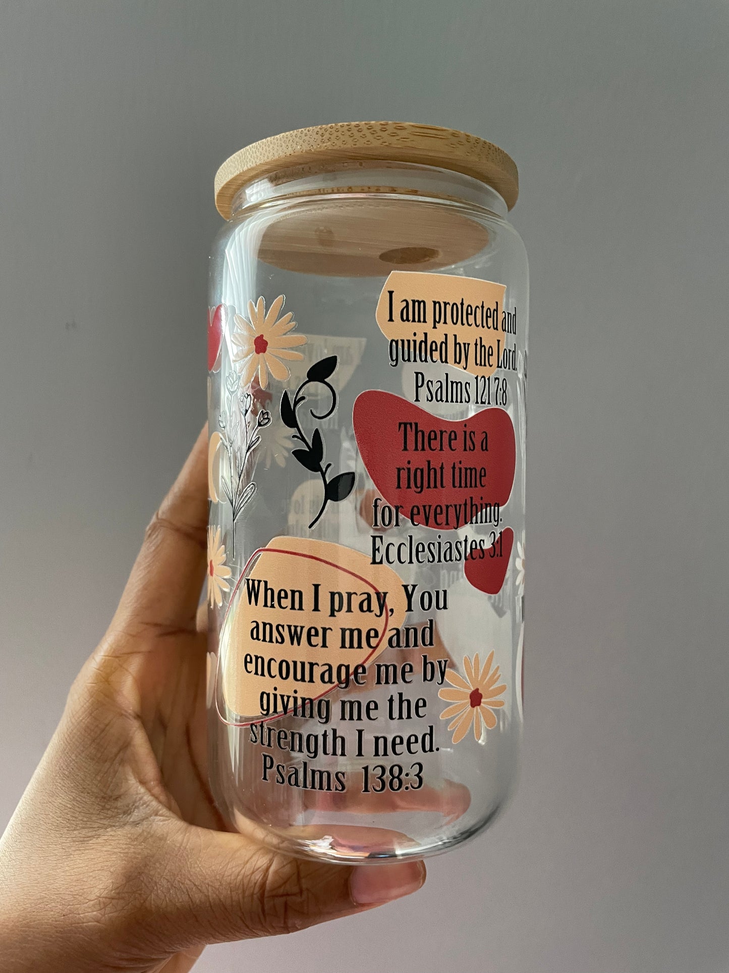 Bible verse Affirmations Libby glass cans