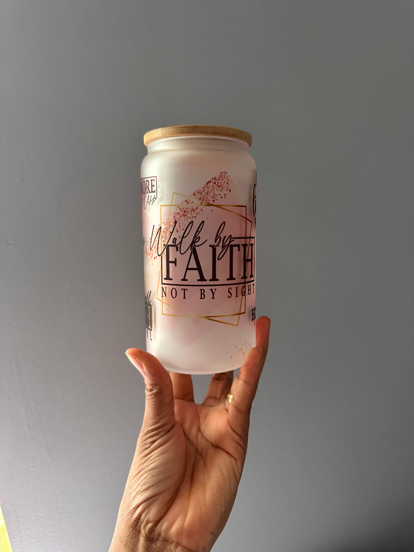 Faith Affirmations glass can